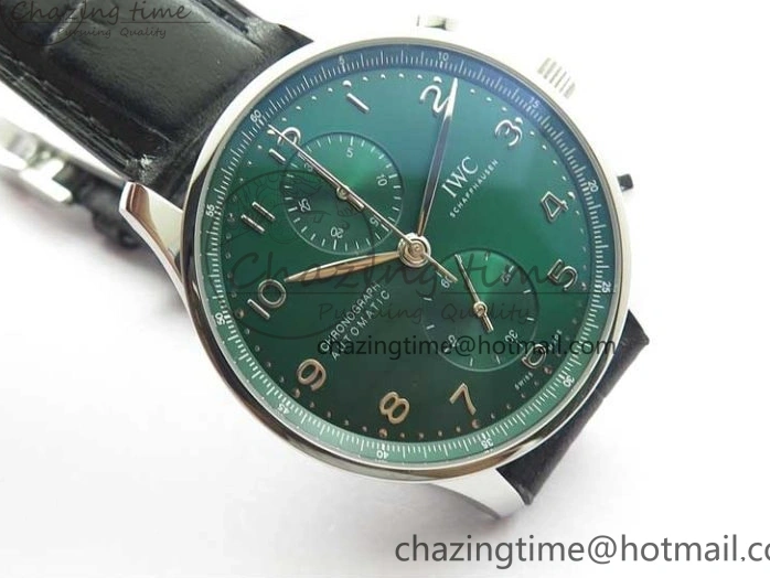 MIROTIME 0421 Elegant Portuguese IW371615 ZF 1:1 Best Edition SS Green Dial on Black Leather Strap A96355 V 7081